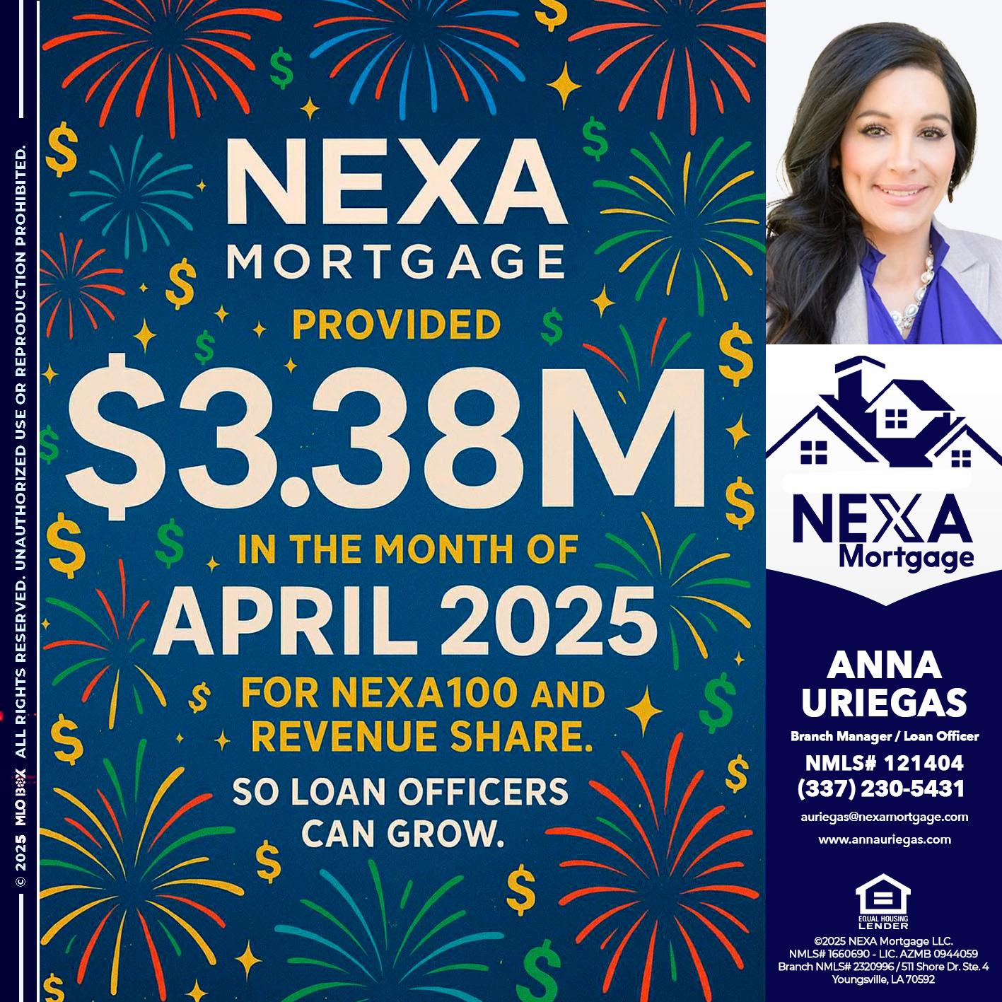 $3.38M - Anna Uriegas -Loan Officer