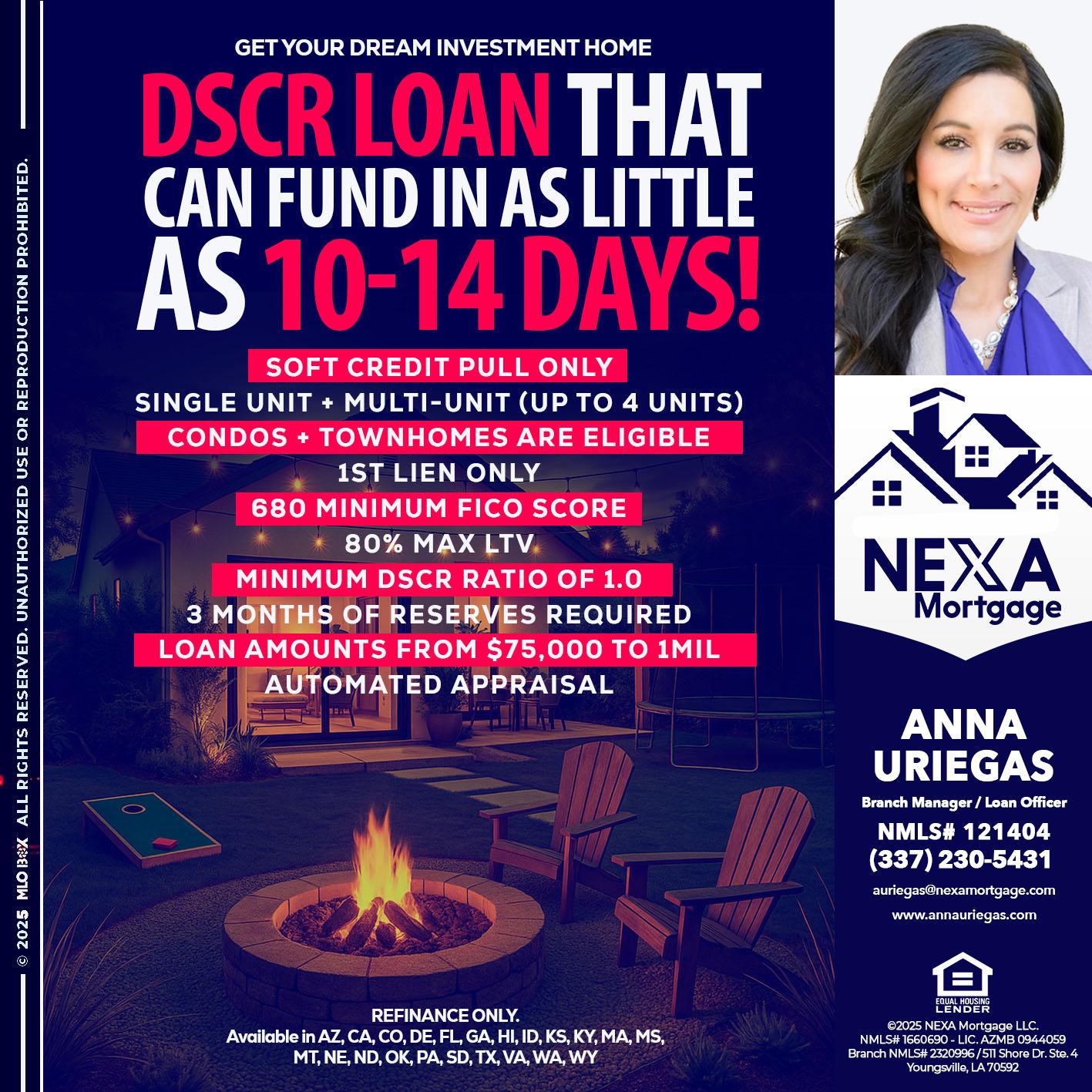 DSCR LOAN - Anna Uriegas -Loan Officer