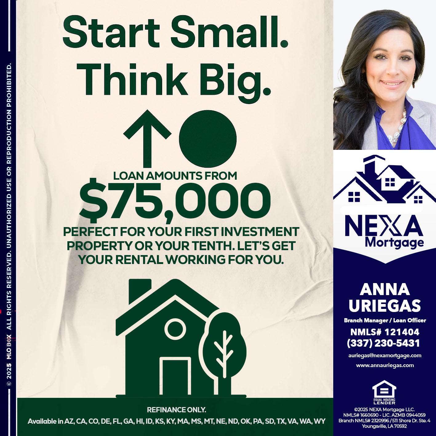 START SMALL - Anna Uriegas -Loan Officer