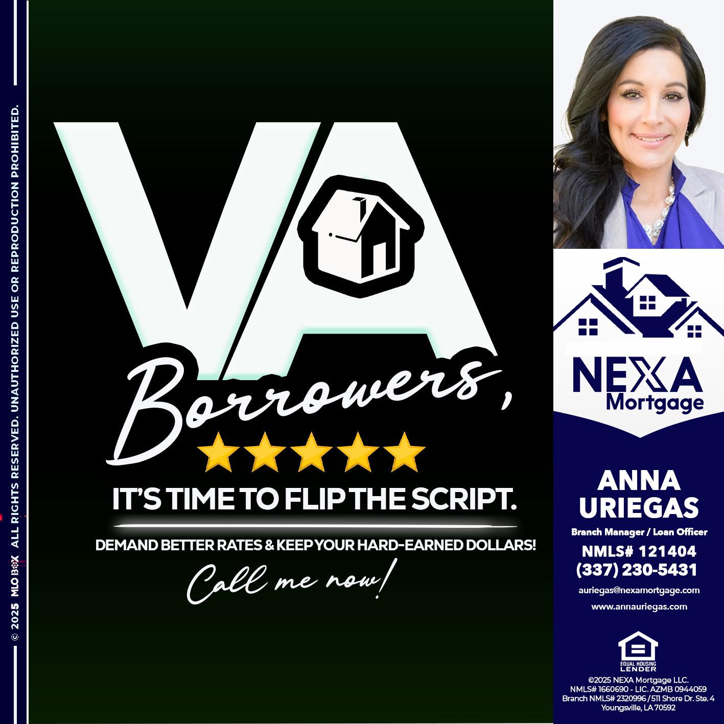 VA BORROWERS - Anna Uriegas -Loan Officer