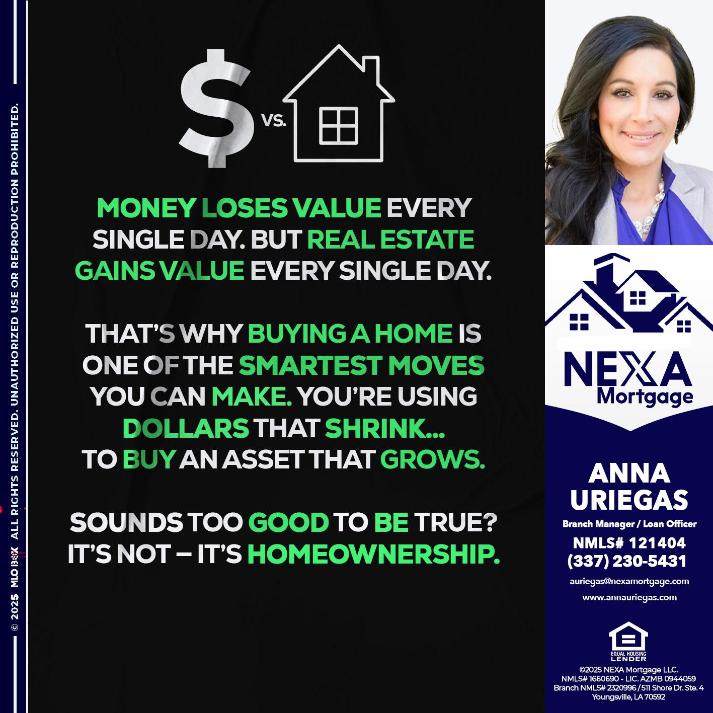 MONEY LOSES VALUE - Anna Uriegas -Loan Officer