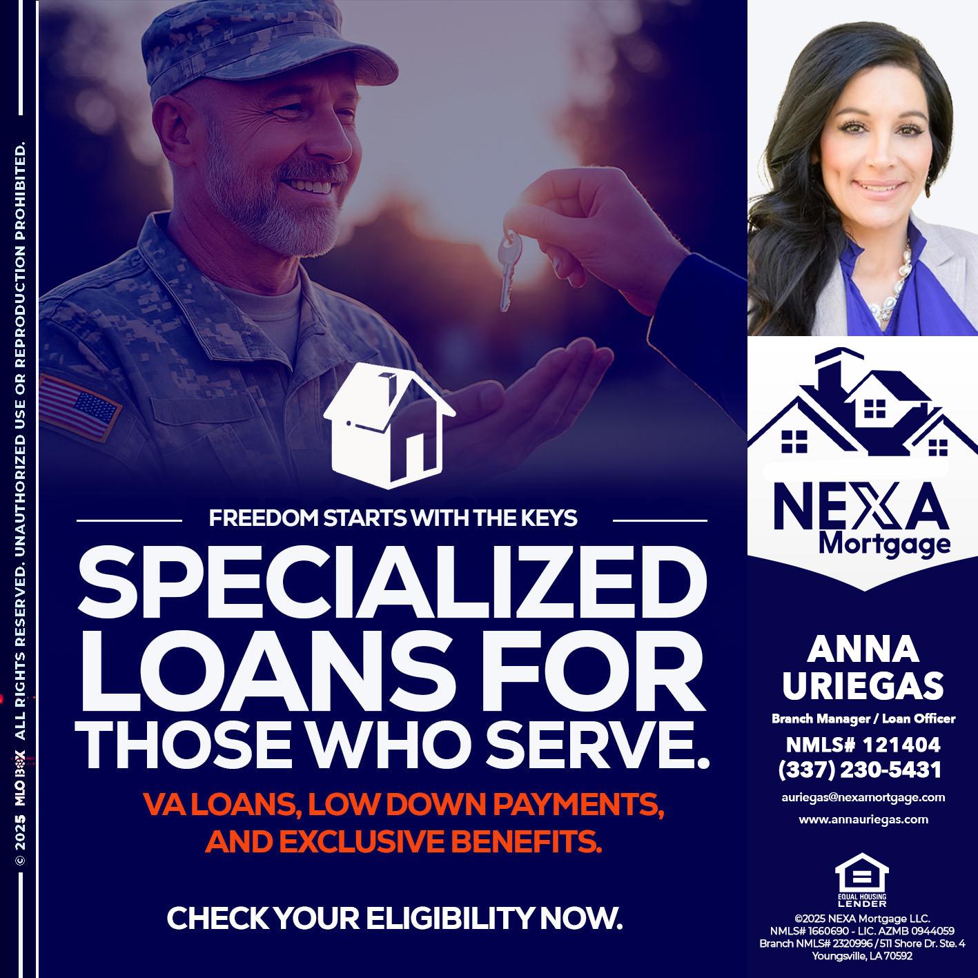 SPECIALIZED LOANS - Anna Uriegas -Loan Officer