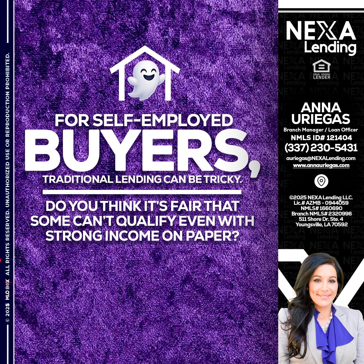 for self employed - Anna Uriegas -Loan Officer
