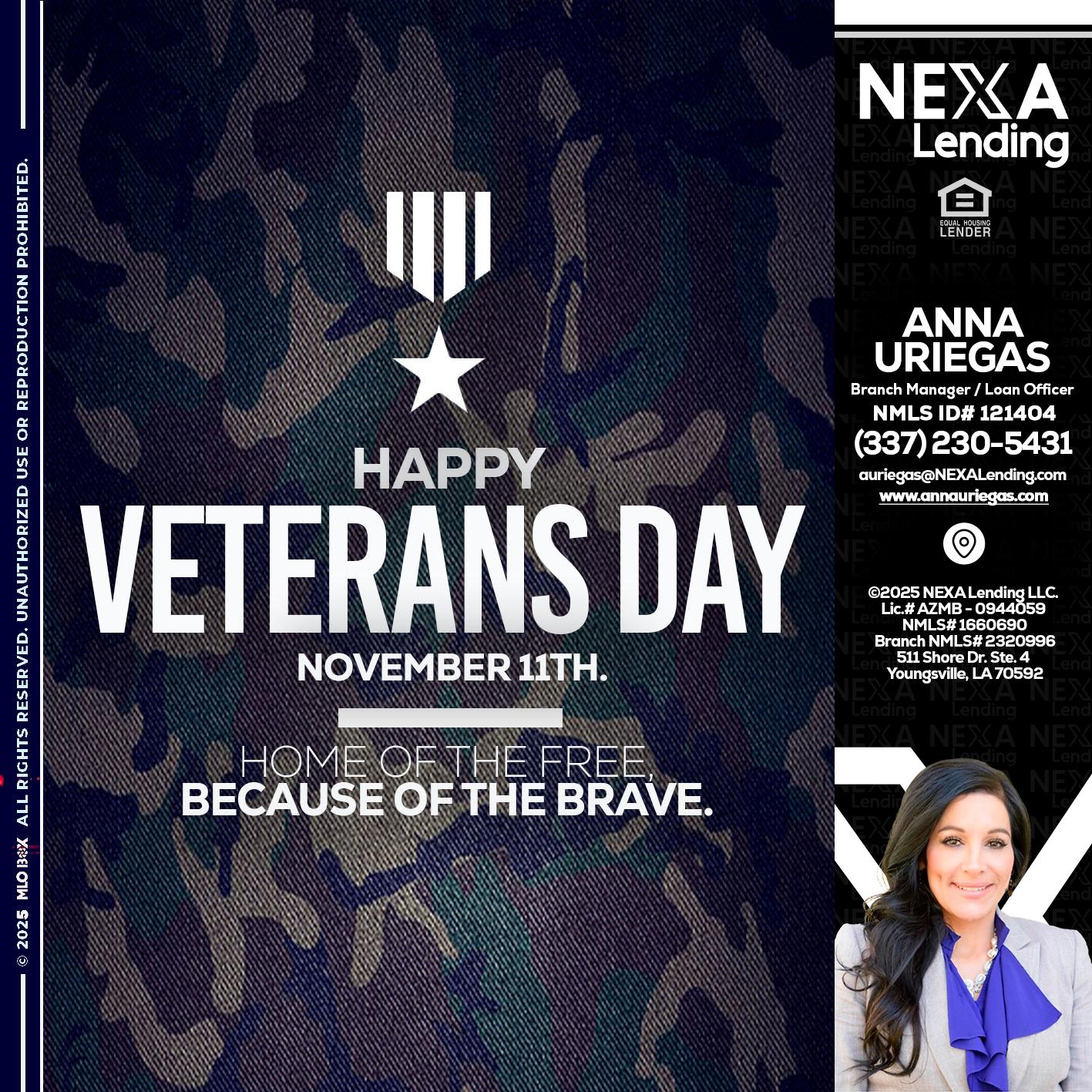 VETERANS DAY - Anna Uriegas -Loan Officer