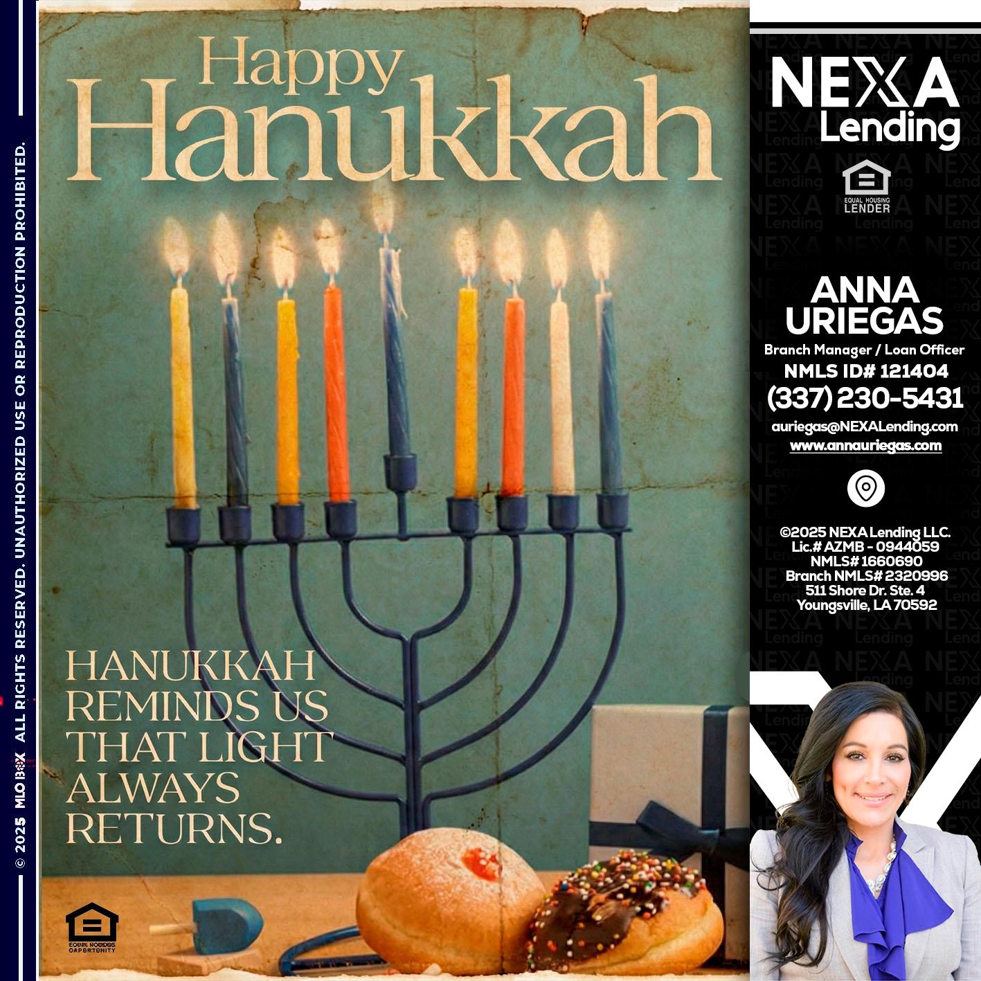 HAPPY HANUKKAH - Anna Uriegas -Loan Officer