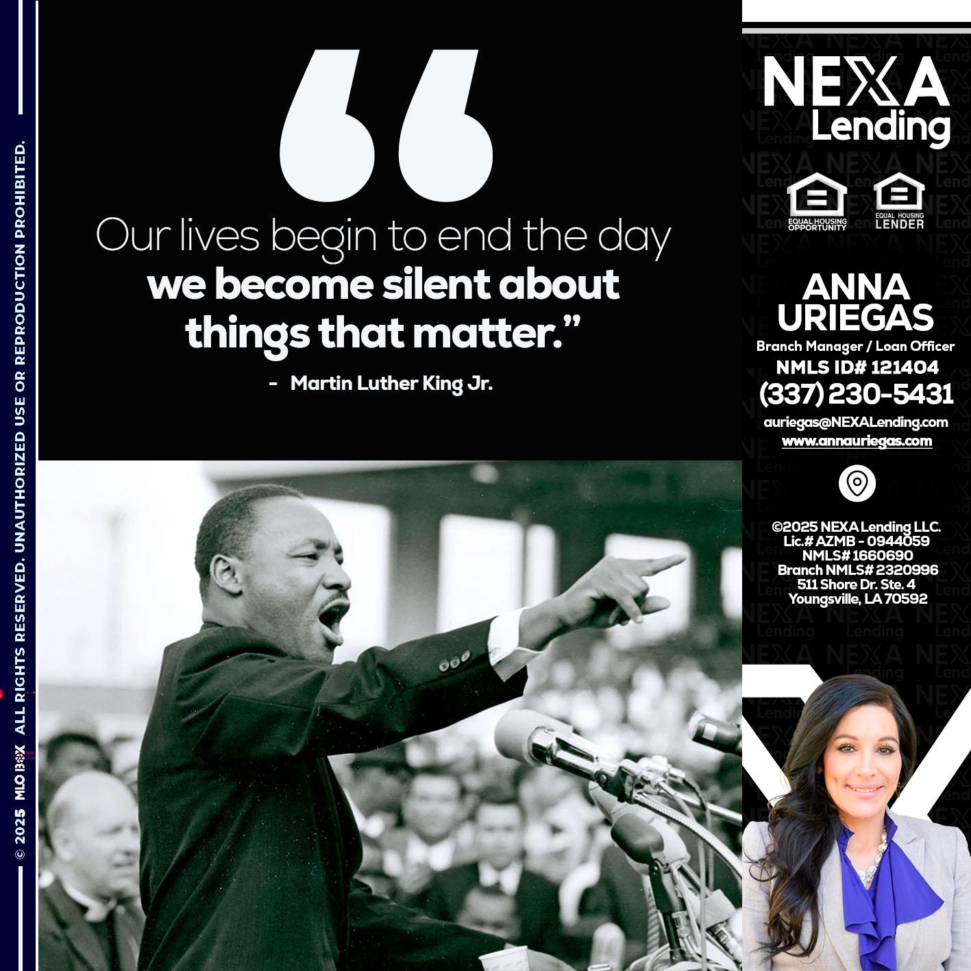 our lives MLK DAY - Anna Uriegas -Loan Officer