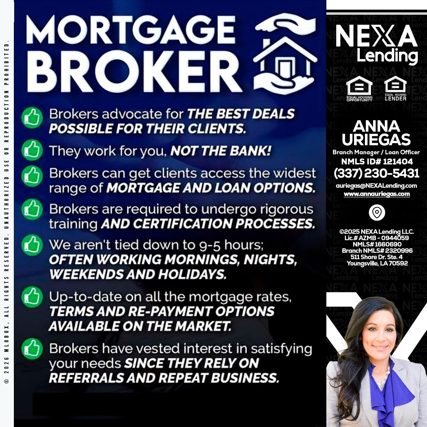 MORTGAGE BROKER - Anna Uriegas -Loan Officer