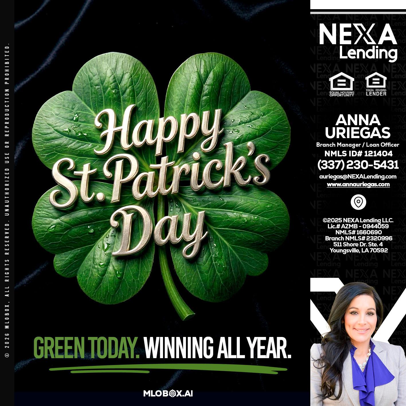 happy st. Patricks day - Anna Uriegas -Loan Officer