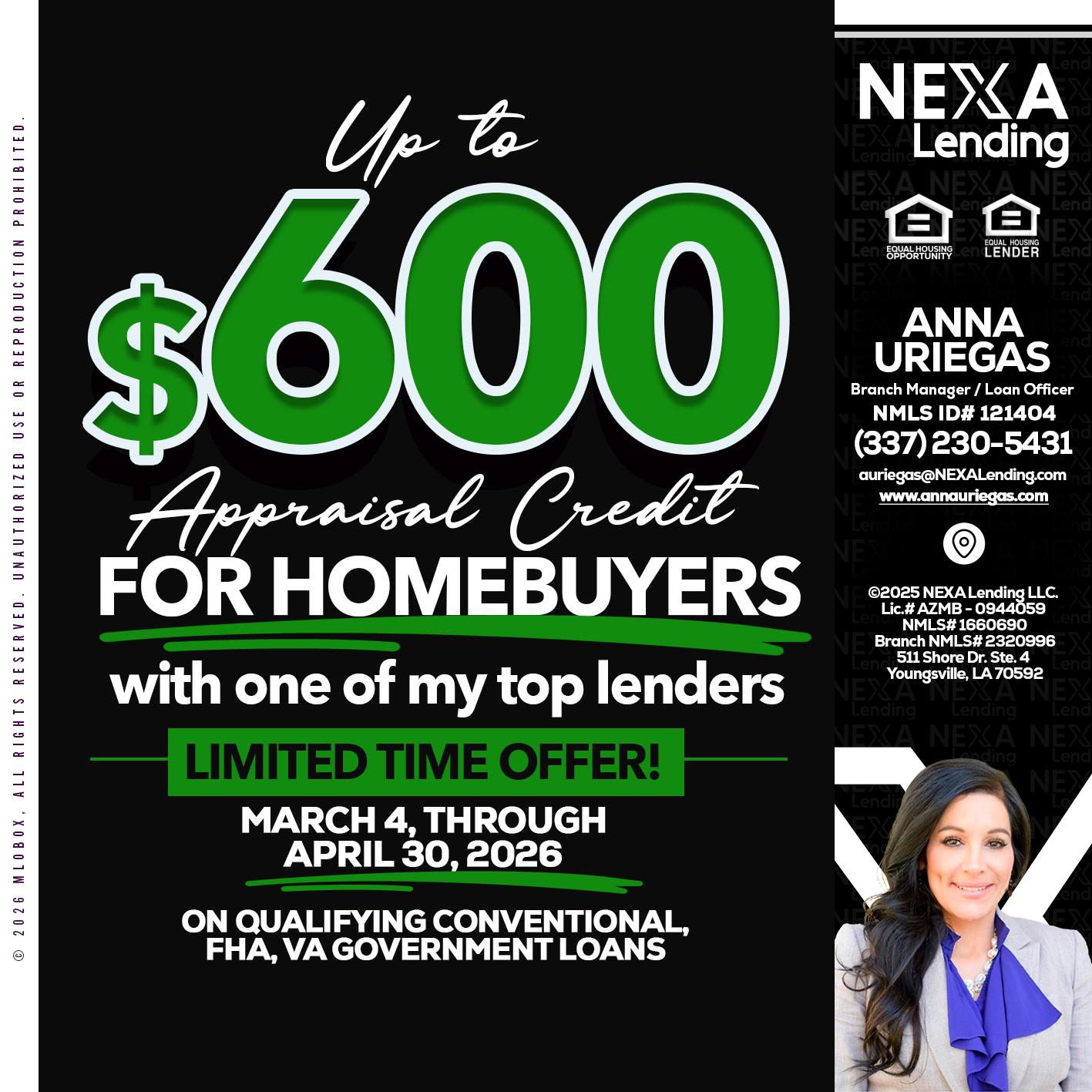 UP TO 600 - Anna Uriegas -Loan Officer