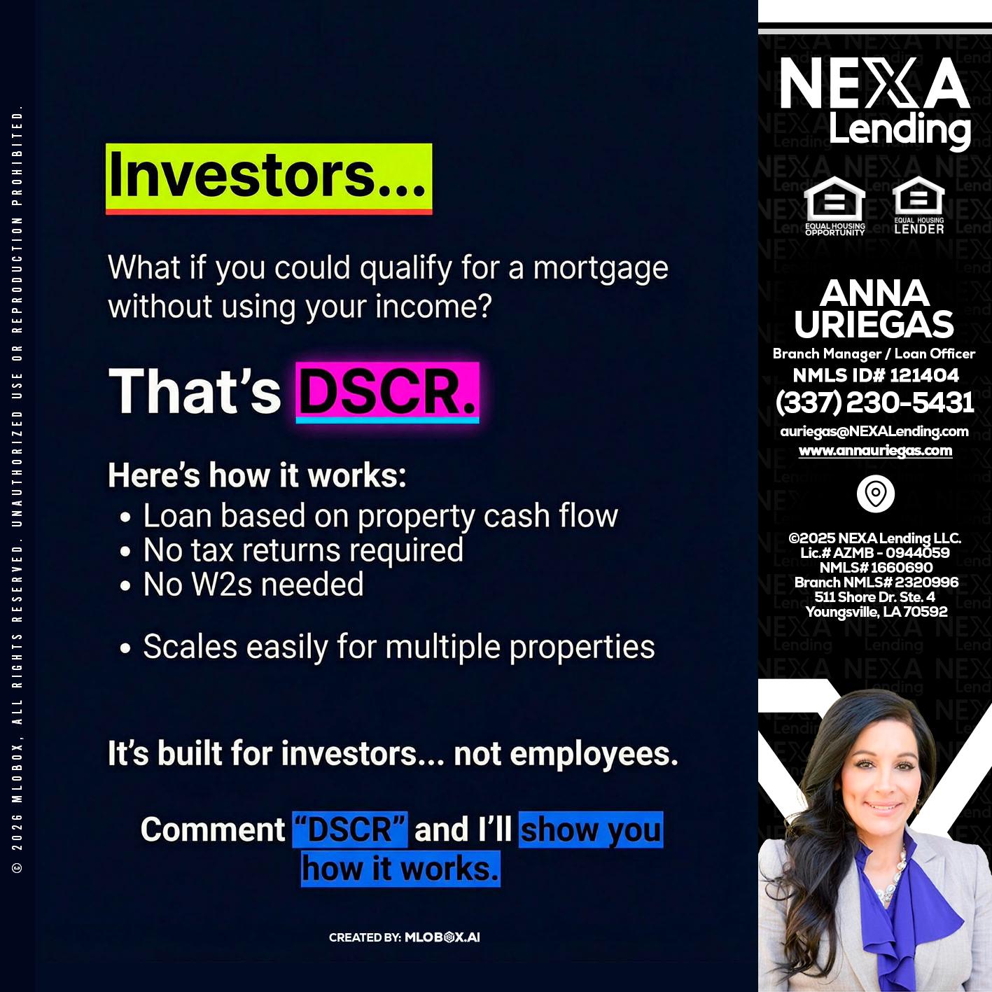 INVESTORS - Anna Uriegas -Loan Officer