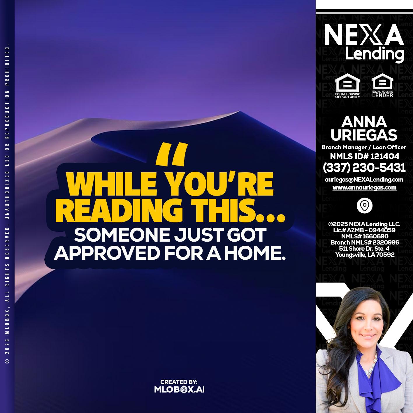 WHILE YOU - Anna Uriegas -Loan Officer