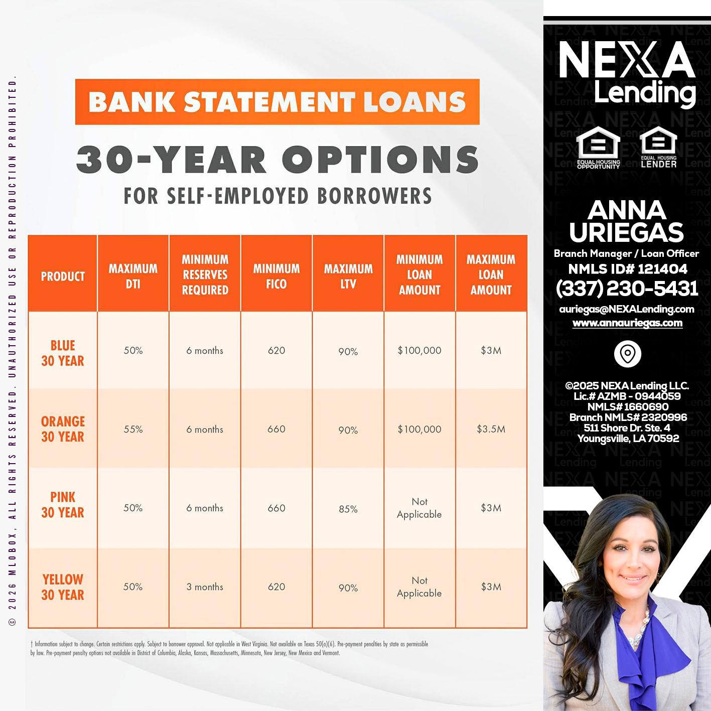 30 YEARS OPTIONS - Anna Uriegas -Loan Officer