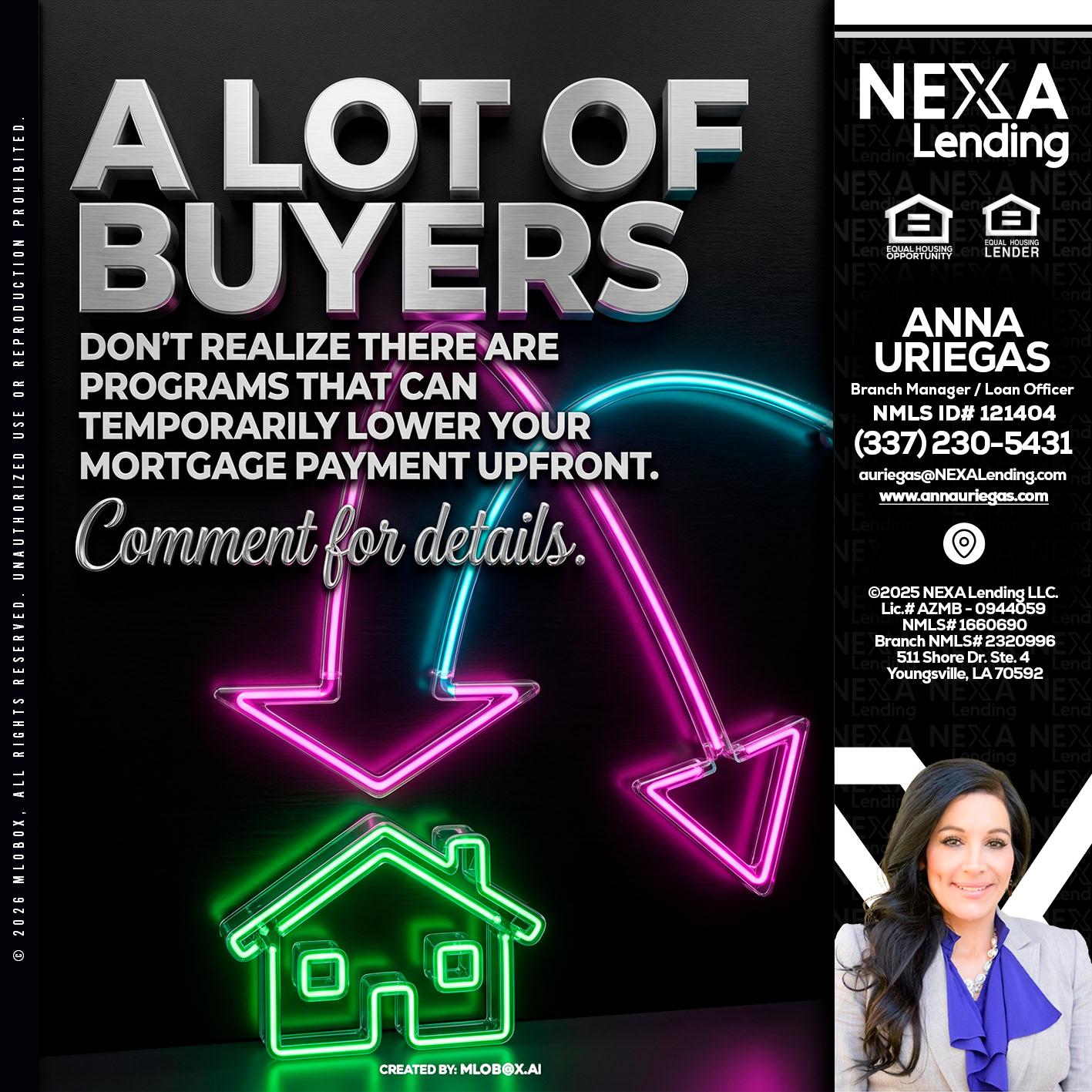 A LOT OF BUYERS - Anna Uriegas -Loan Officer