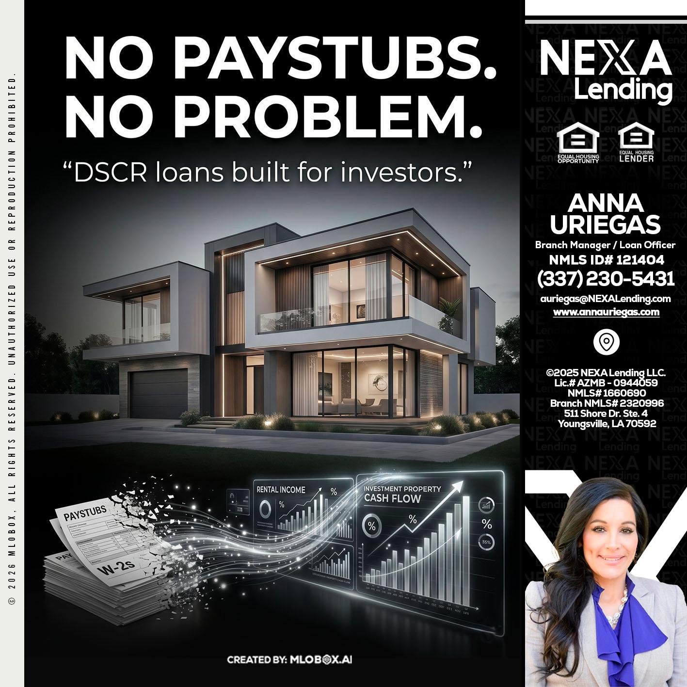no paystub - Anna Uriegas -Loan Officer