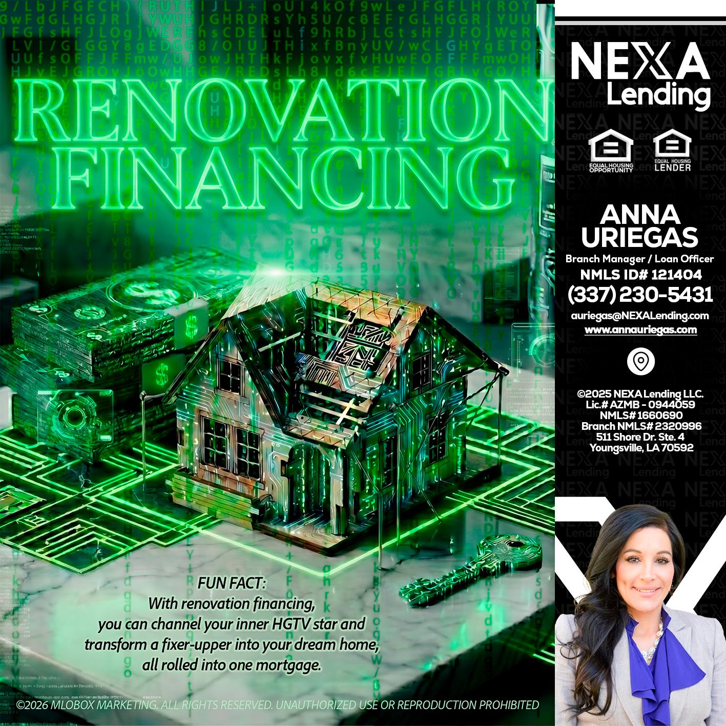 RENOVATION FINANCING - Anna Uriegas -Loan Officer