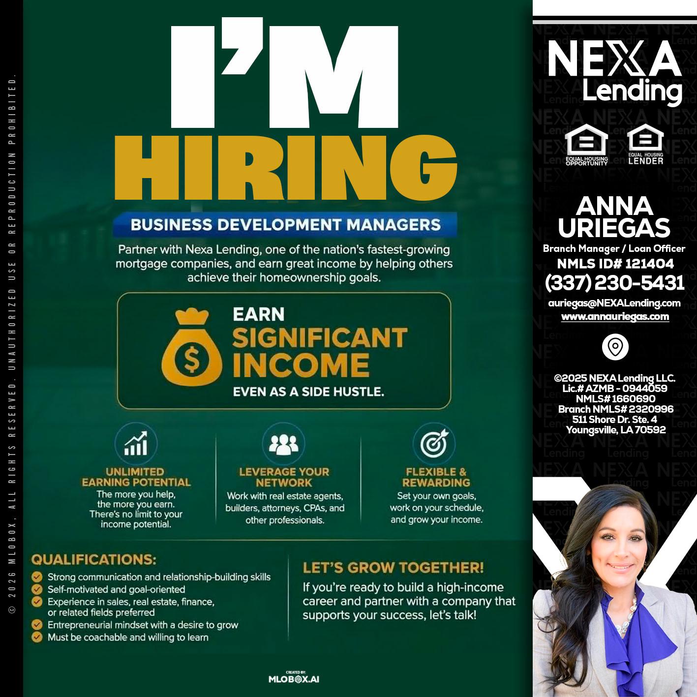 IM HIRING - Anna Uriegas -Loan Officer