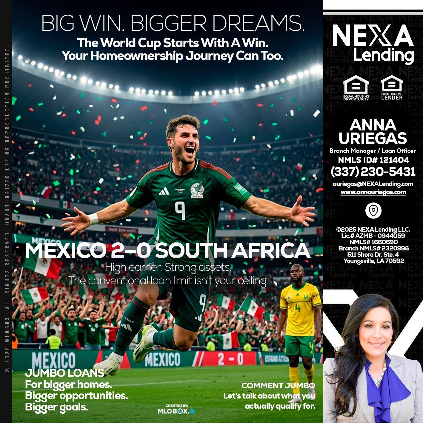 MEXICO 2-0 SOUTH AFRICA - Anna Uriegas -Loan Officer
