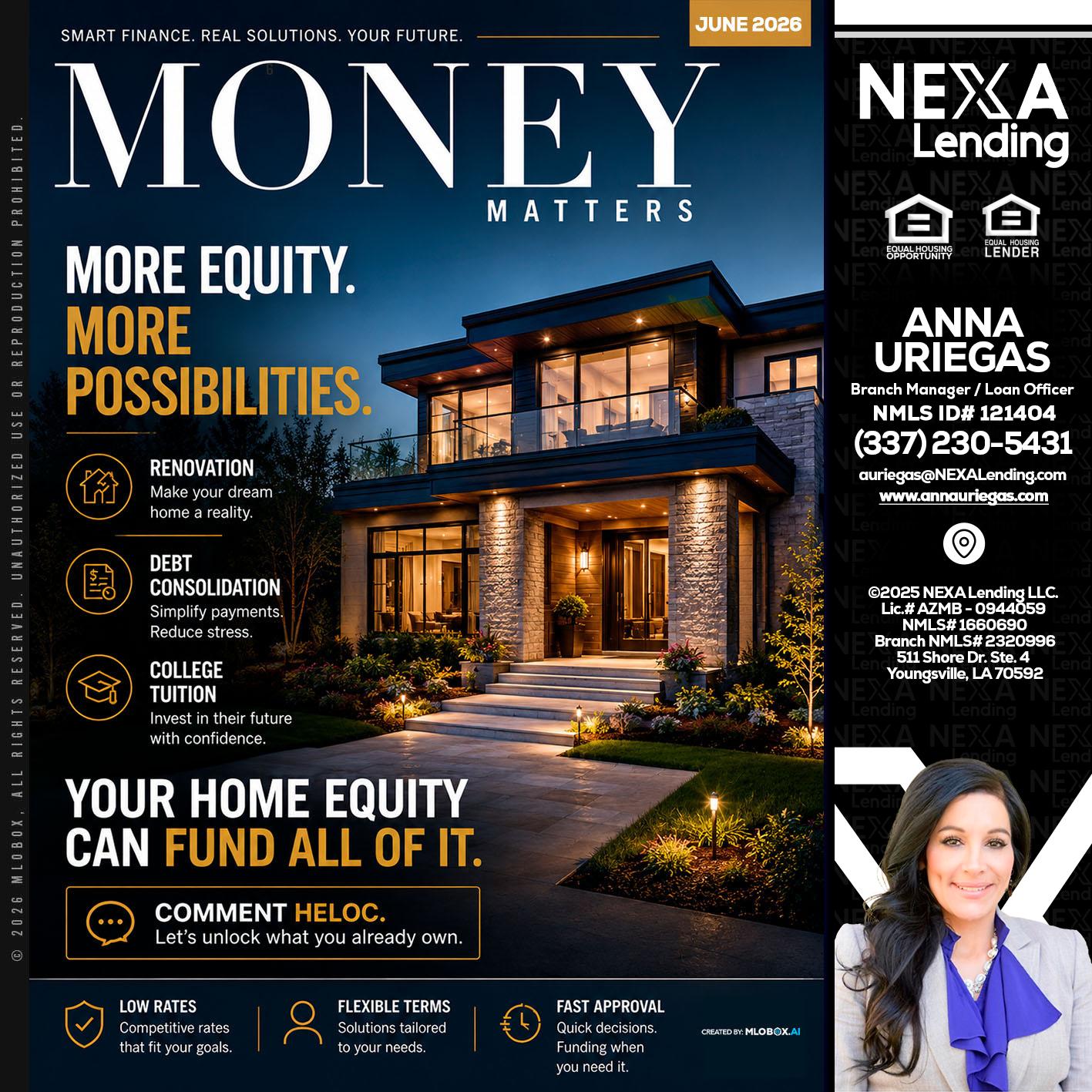 MONEY MATTERS - Anna Uriegas -Loan Officer
