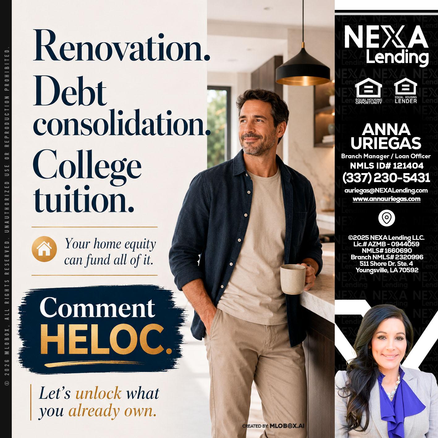 RENOVATION DEBT - Anna Uriegas -Loan Officer