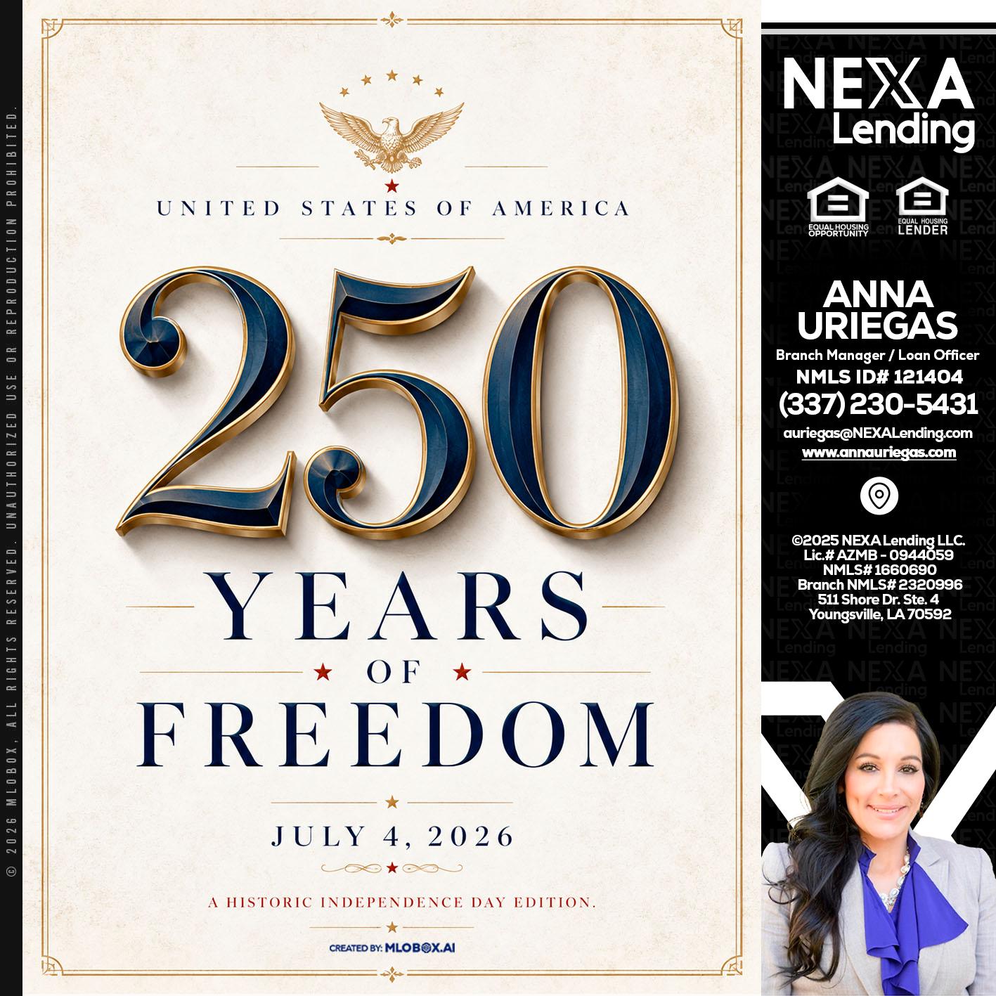 250 YEARS - Anna Uriegas -Loan Officer